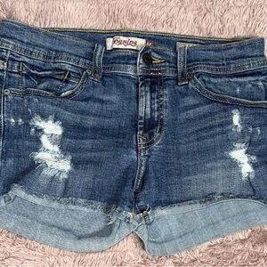 eunina Distressed Dark Blue Denim Jean Shorts